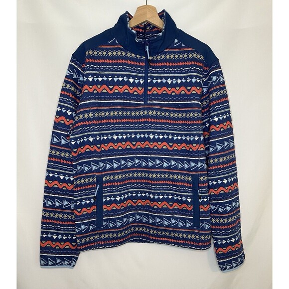 CHUBBIES Trail Mix Geo-Pattern Quarter‎ Zip Sweatshirt Pocket Men's MEDIUM *NEW* - Picture 1 of 11